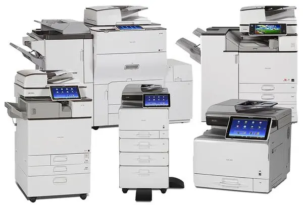 A diverse fleet of Ricoh and Sharp multi-function printers available for certified repair and technical maintenance in Kansas City.